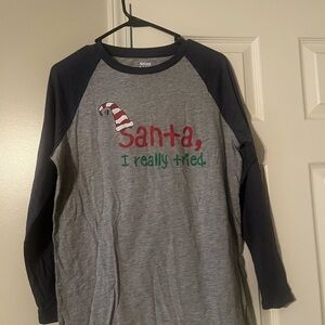 Youth Gray and Navy Long Sleeve Holiday Shirt